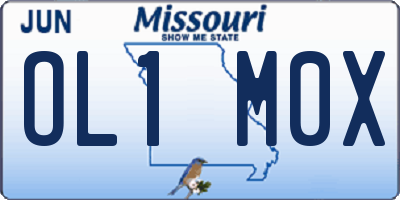 MO license plate OL1M0X