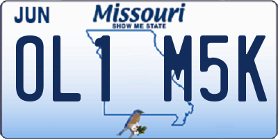 MO license plate OL1M5K
