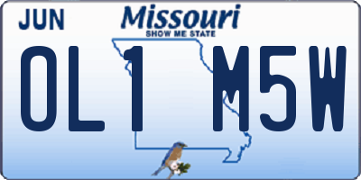 MO license plate OL1M5W
