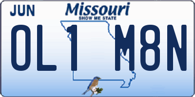 MO license plate OL1M8N