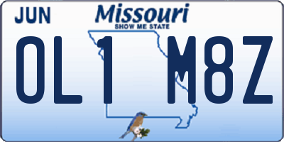 MO license plate OL1M8Z