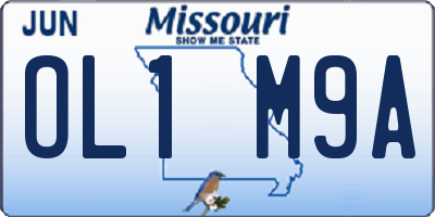 MO license plate OL1M9A