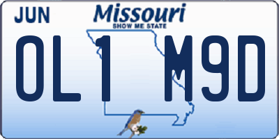 MO license plate OL1M9D