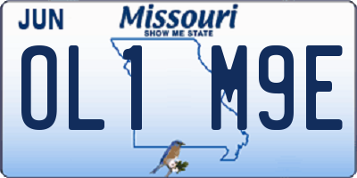 MO license plate OL1M9E