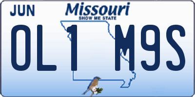 MO license plate OL1M9S
