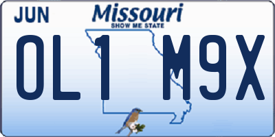 MO license plate OL1M9X