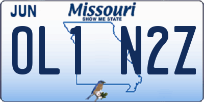 MO license plate OL1N2Z