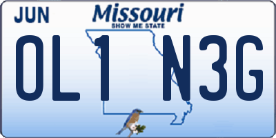 MO license plate OL1N3G
