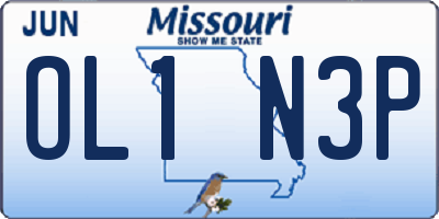 MO license plate OL1N3P