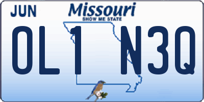 MO license plate OL1N3Q