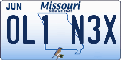 MO license plate OL1N3X