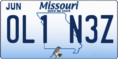 MO license plate OL1N3Z