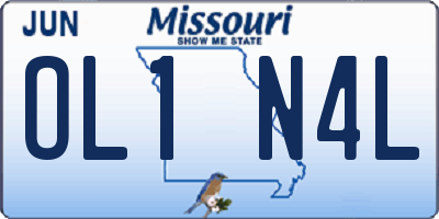 MO license plate OL1N4L