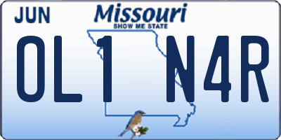 MO license plate OL1N4R