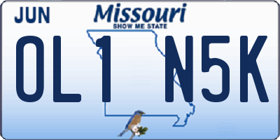 MO license plate OL1N5K