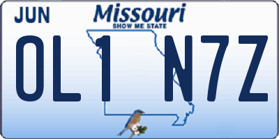 MO license plate OL1N7Z