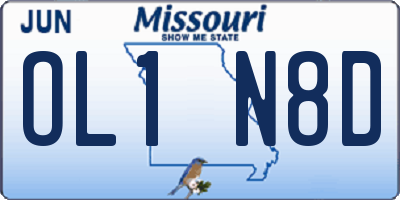 MO license plate OL1N8D