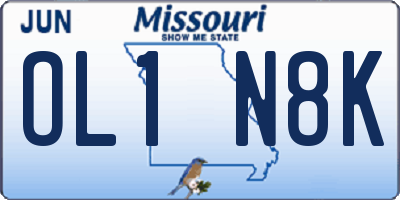 MO license plate OL1N8K