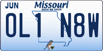 MO license plate OL1N8W