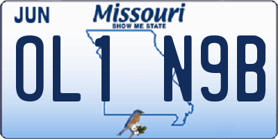 MO license plate OL1N9B