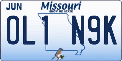 MO license plate OL1N9K