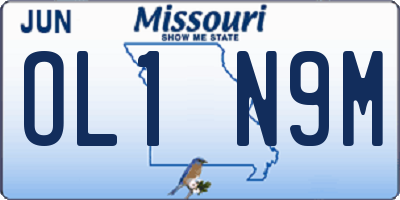 MO license plate OL1N9M