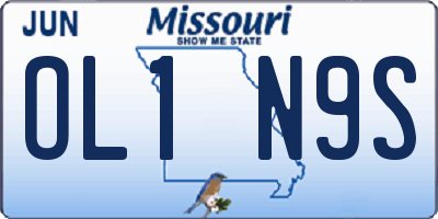 MO license plate OL1N9S