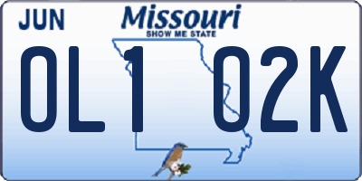 MO license plate OL1O2K