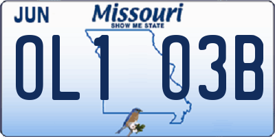 MO license plate OL1O3B