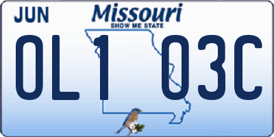 MO license plate OL1O3C