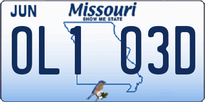 MO license plate OL1O3D