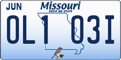 MO license plate OL1O3I