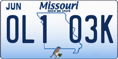 MO license plate OL1O3K