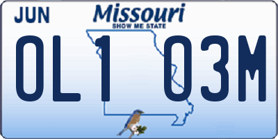 MO license plate OL1O3M
