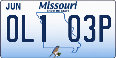 MO license plate OL1O3P