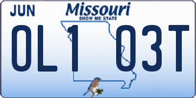 MO license plate OL1O3T