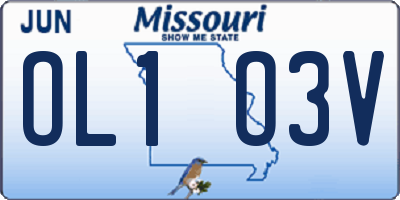 MO license plate OL1O3V