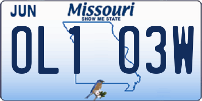 MO license plate OL1O3W