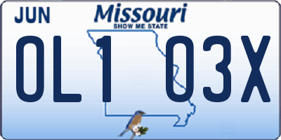 MO license plate OL1O3X
