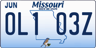 MO license plate OL1O3Z