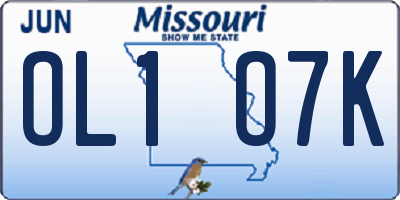 MO license plate OL1O7K