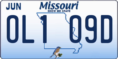 MO license plate OL1O9D