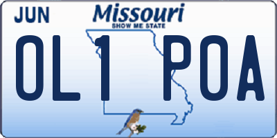 MO license plate OL1P0A
