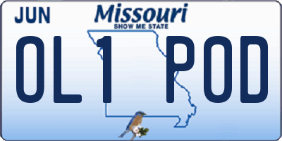 MO license plate OL1P0D