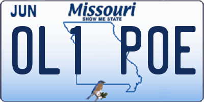 MO license plate OL1P0E