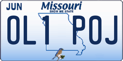 MO license plate OL1P0J