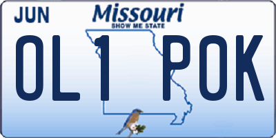 MO license plate OL1P0K