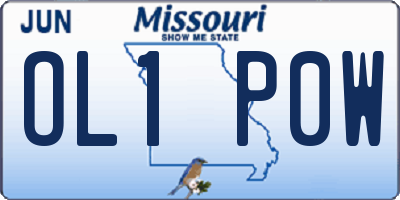 MO license plate OL1P0W