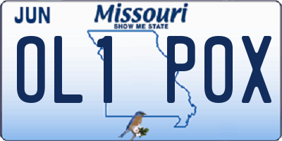 MO license plate OL1P0X