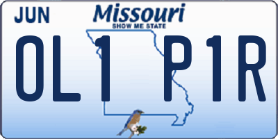 MO license plate OL1P1R